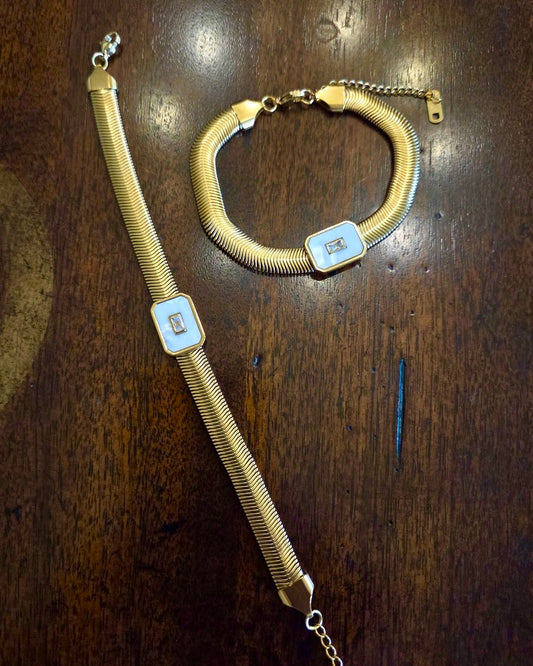 Mother of Pearl Herringbone Bracelet