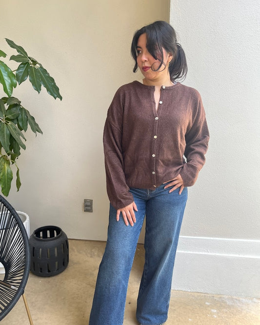 Harper Soft Cardigan-Brown