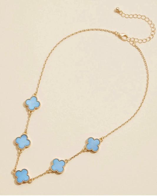Light Blue Clover Necklace