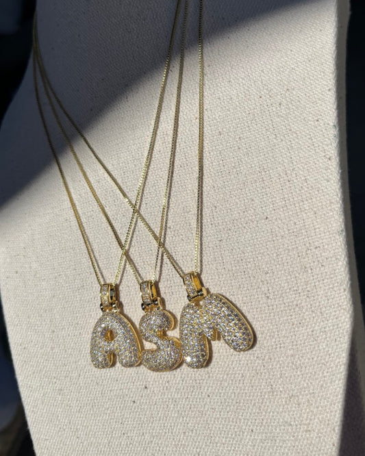 Bubble Letter Initial Necklace