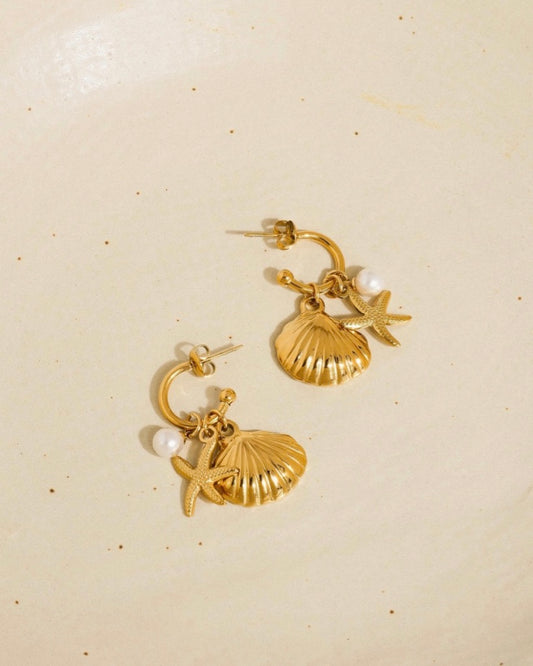 Seashell Pearl Earrings