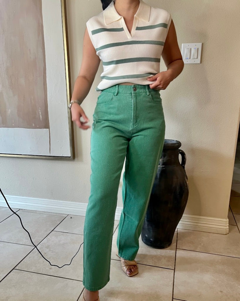 Sage Chic High Waisted Jeans