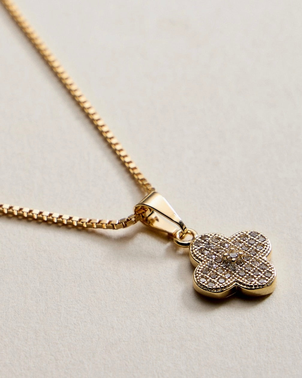 Pave Petite Clover Necklace