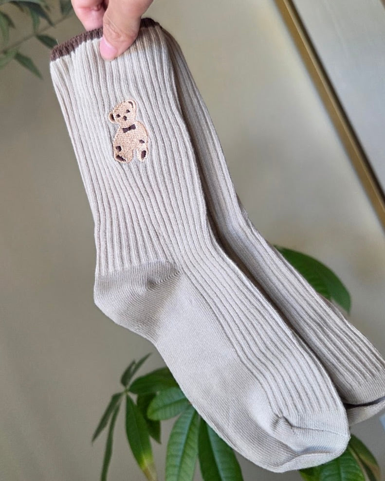 Ribbed Bear Socks