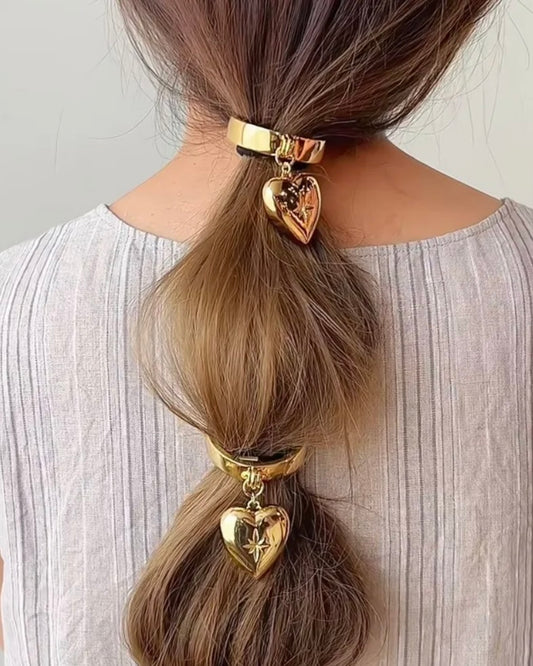 Heart Charm Ponytail Tie