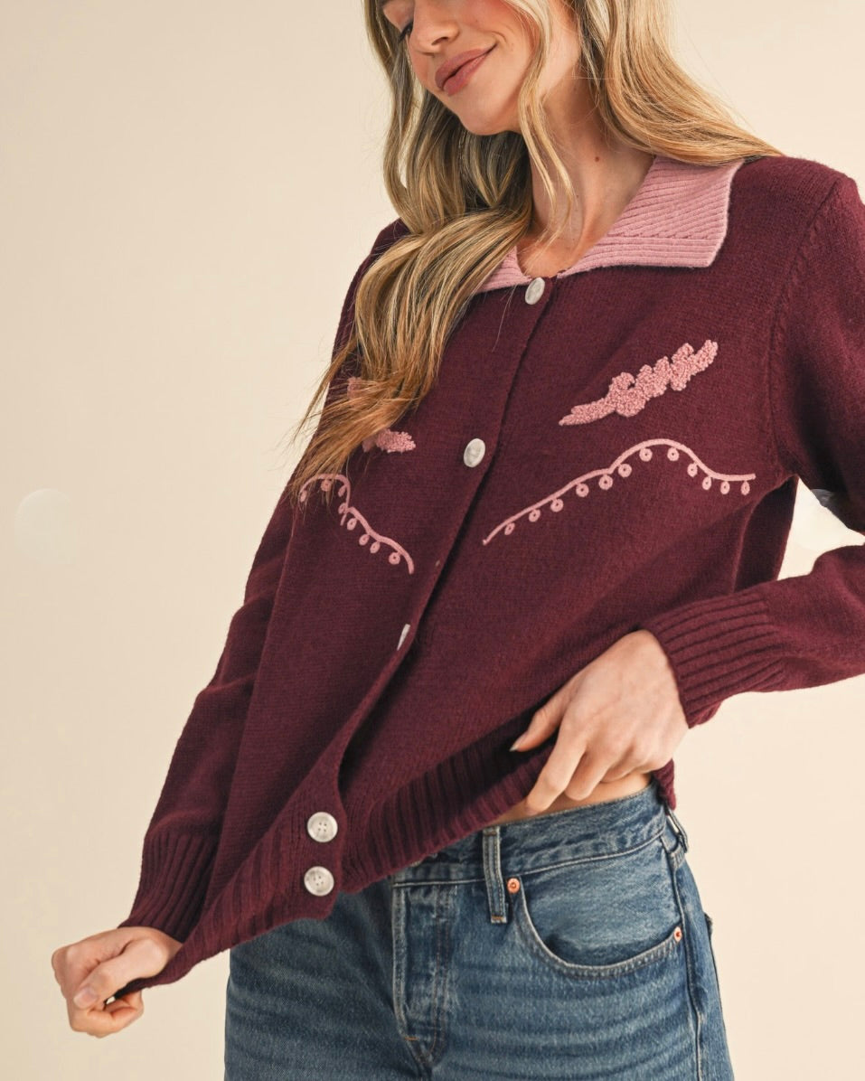 Rose Western Cardigan