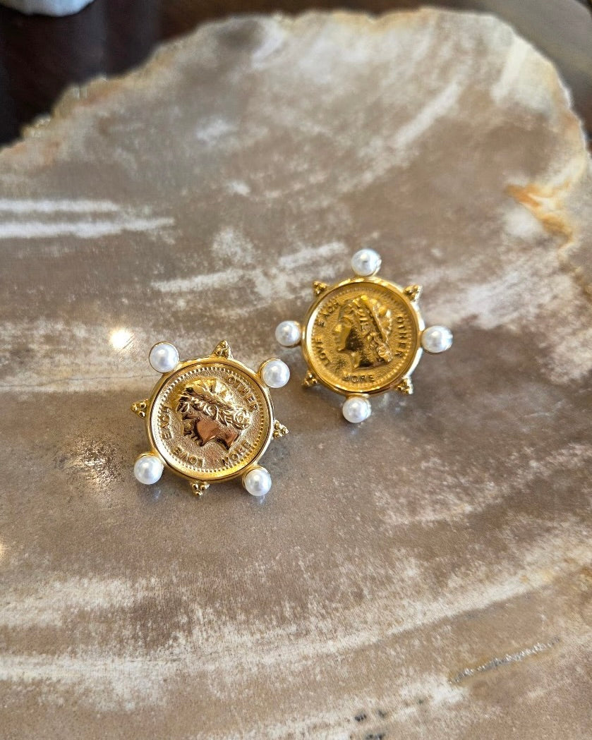 Mia Pearl Coin Earrings