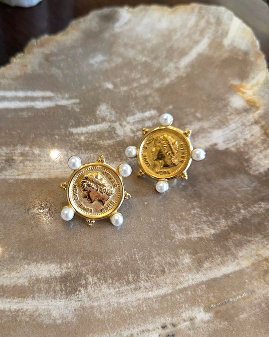 Mia Pearl Coin Earrings