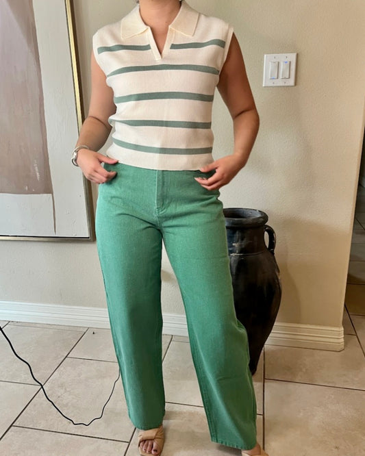 Classic Striped Sleeveless Polo