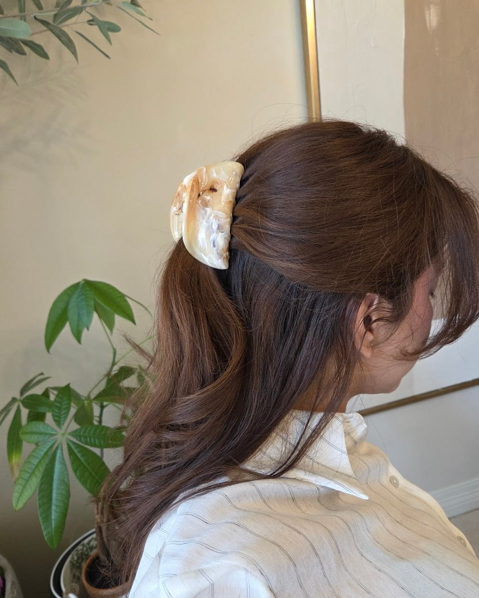 Marble Tulip Hair Clips