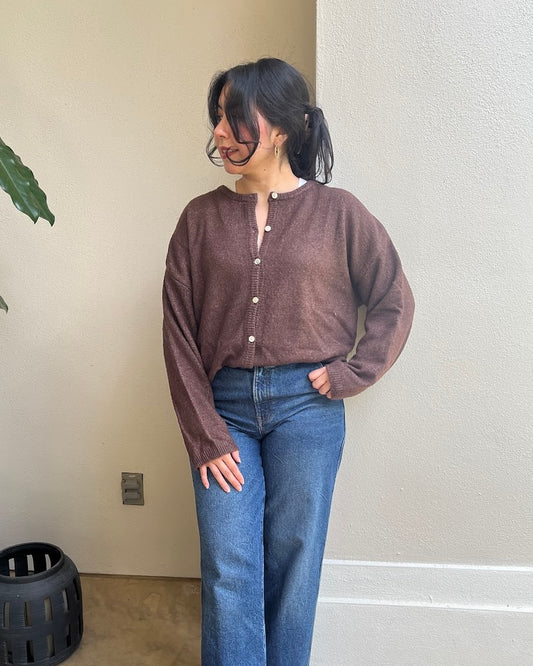Harper Soft Cardigan-Brown