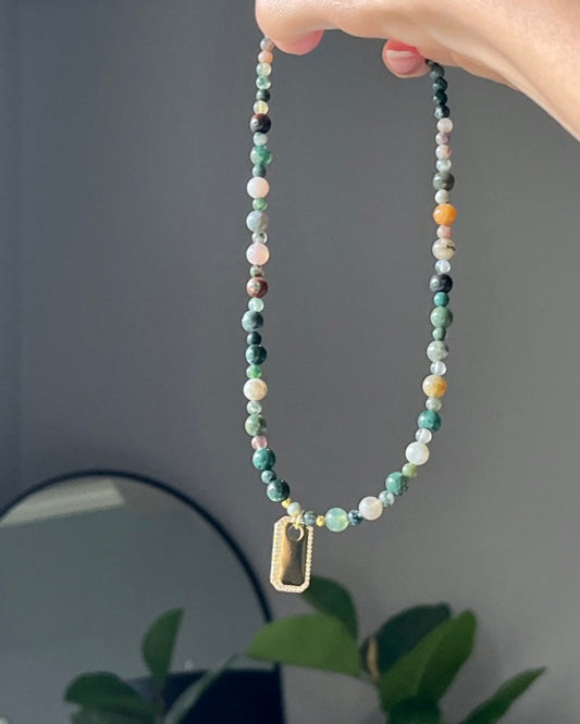 Dog Tag Beaded Necklace