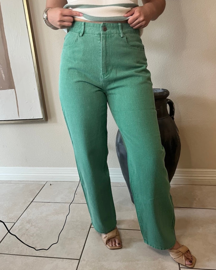 Sage Chic High Waisted Jeans
