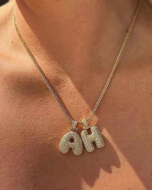 Bubble Letter Initial Necklace