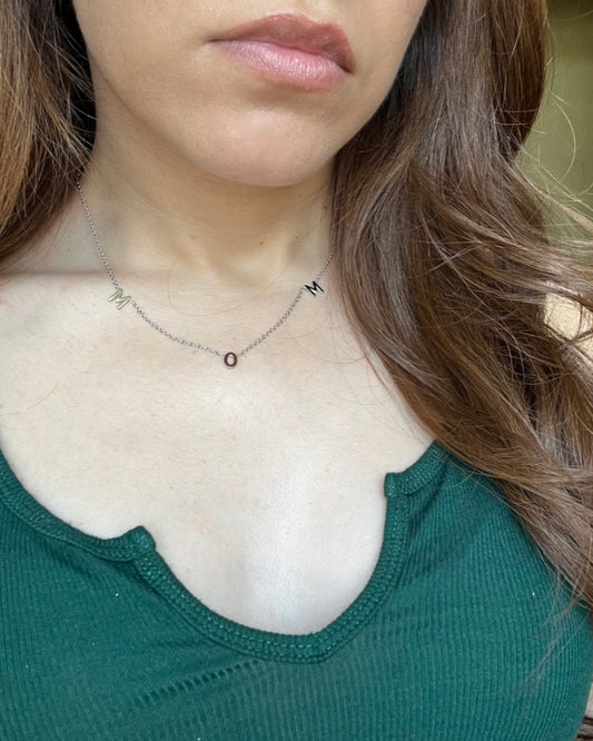 'MOM' Silver Necklace