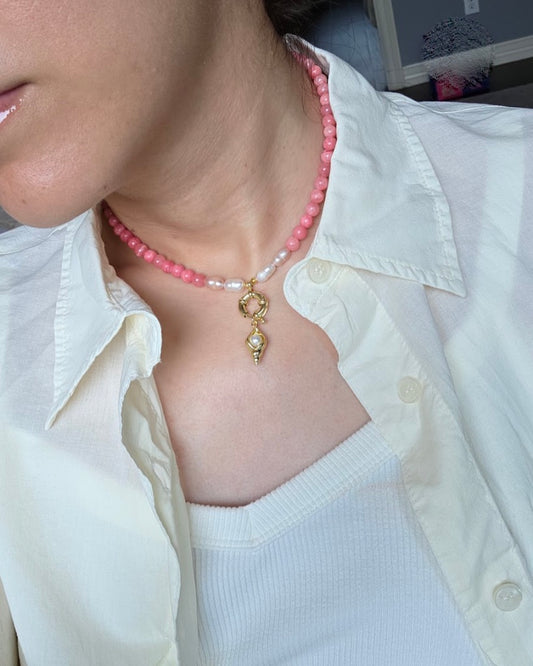 Coral Seashell Beaded Necklace