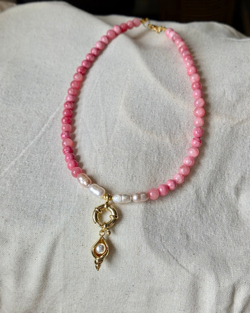 Coral Seashell Beaded Necklace