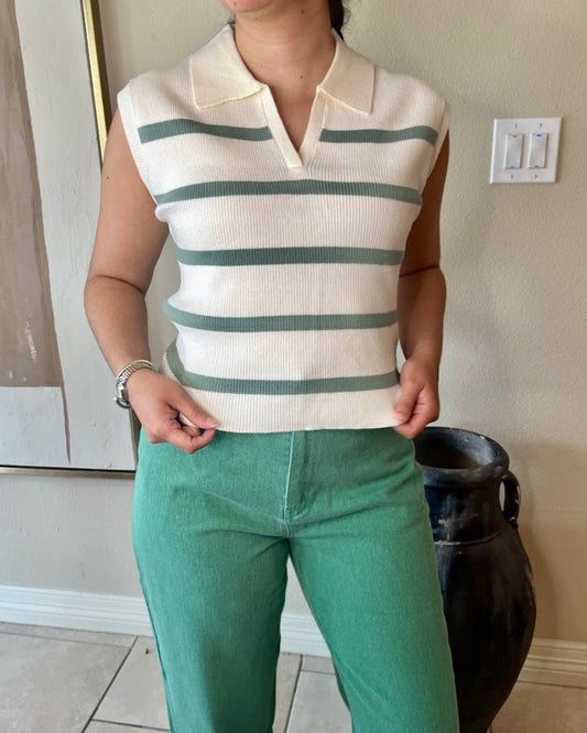 Classic Striped Sleeveless Polo