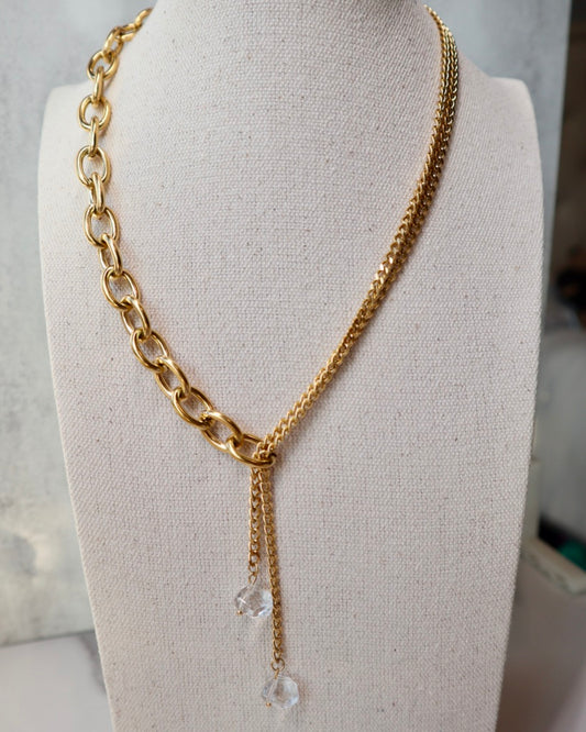 Diana Double Chain Crystal Necklace