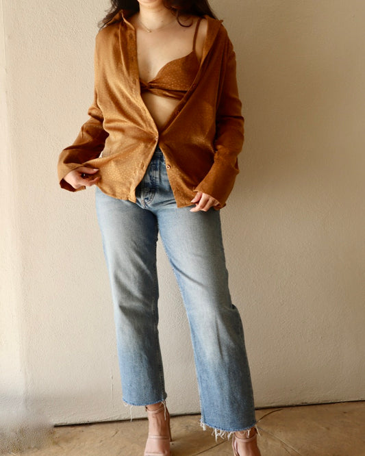 Ryle Buttoned Shirt Bralette Two Piece Set