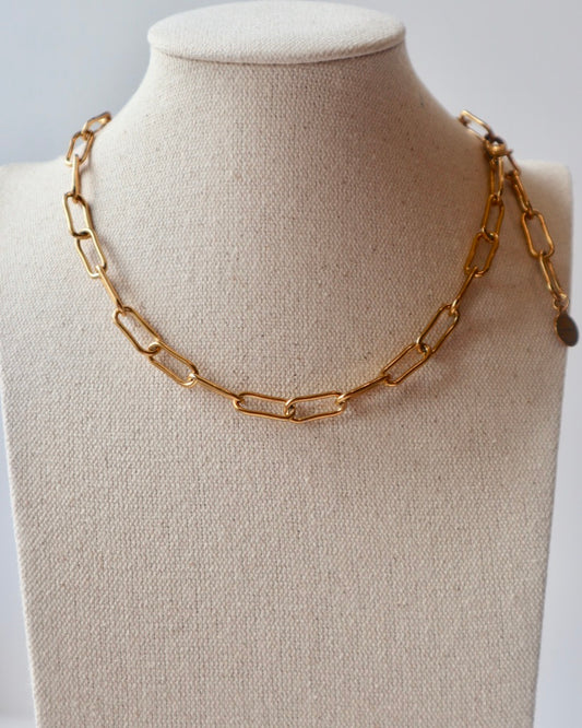 Liza Paperclip Gold Link Necklace