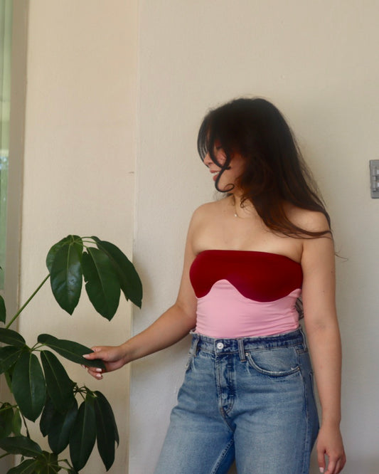 Ruby Color Block Tube Top