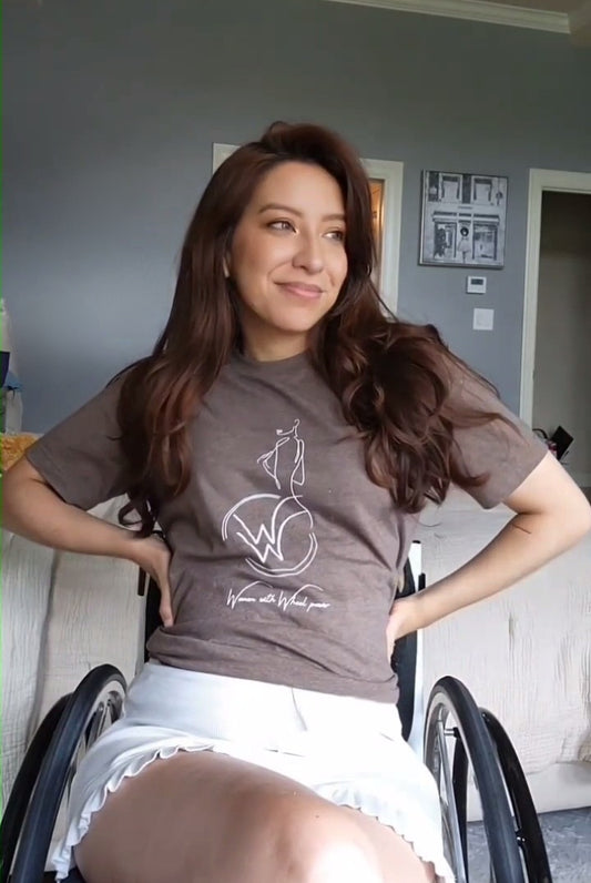 Women with Wheel Power Womens fitted brown Tshirtt