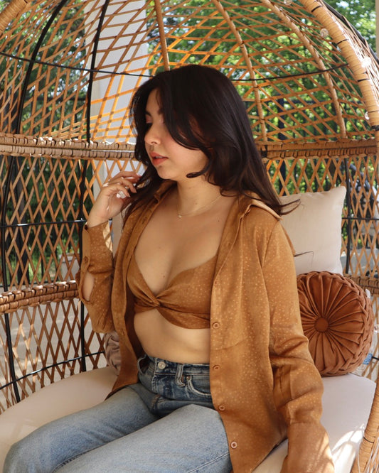 Ryle Buttoned Shirt Bralette Two Piece Set