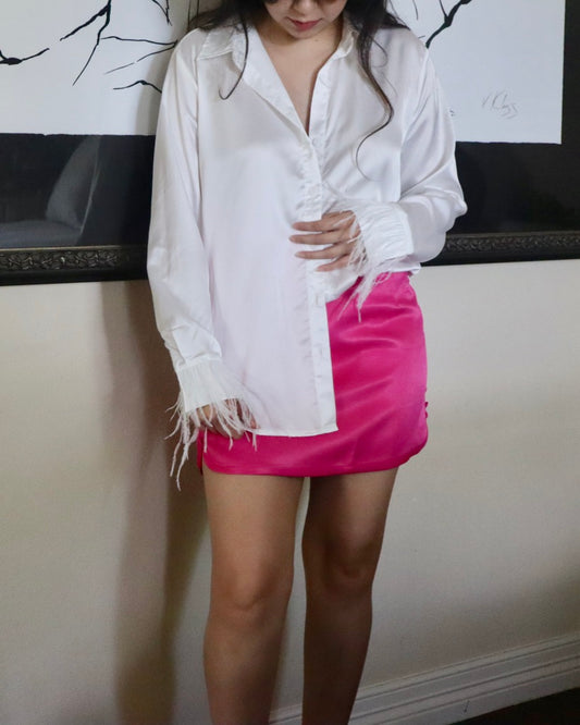 Delilah White Button Up Fur Cuff