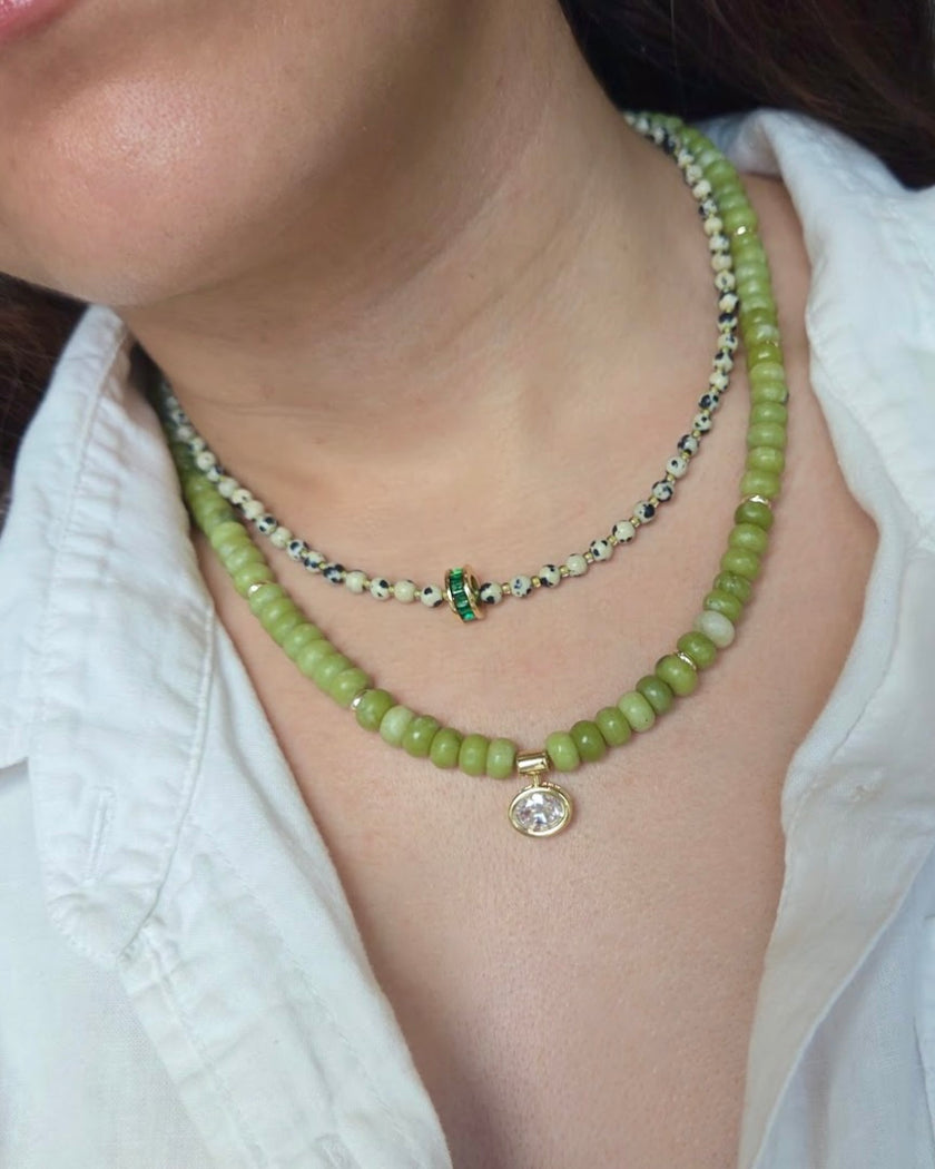 Green Rondelle Beaded Necklace