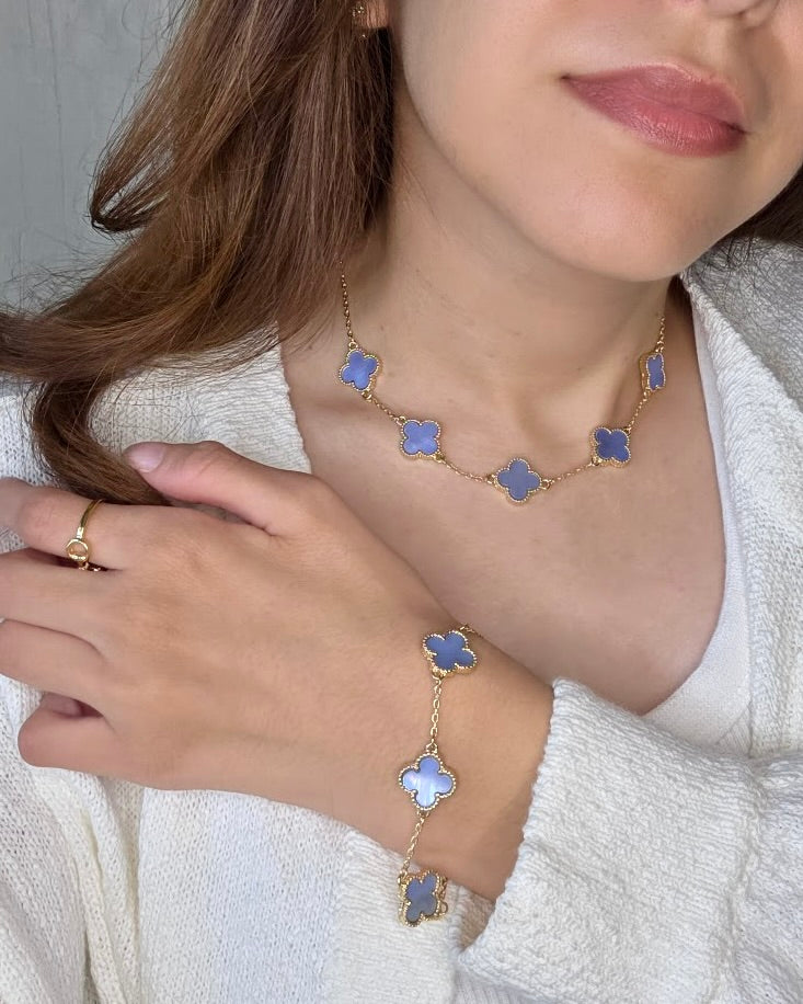 Light Blue Clover Necklace