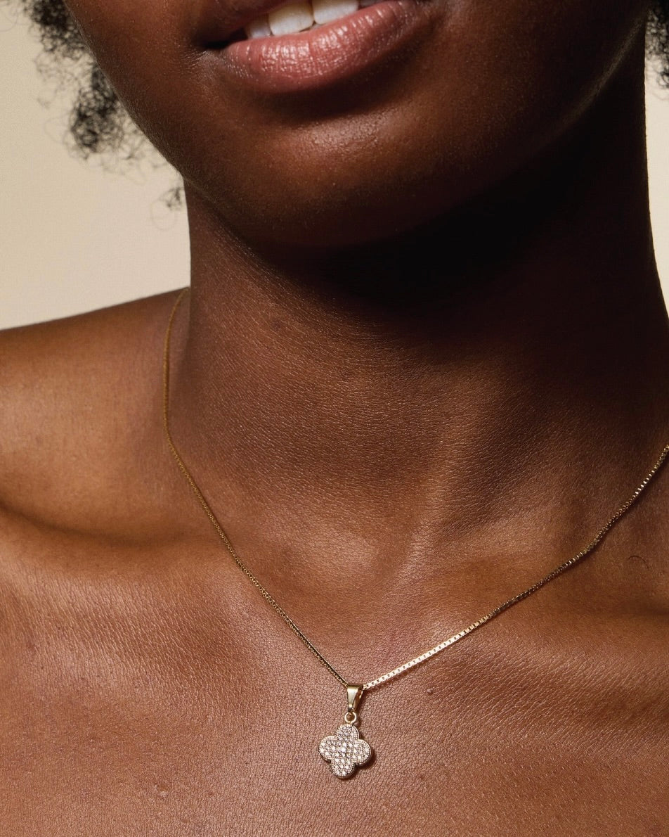 Pave Petite Clover Necklace