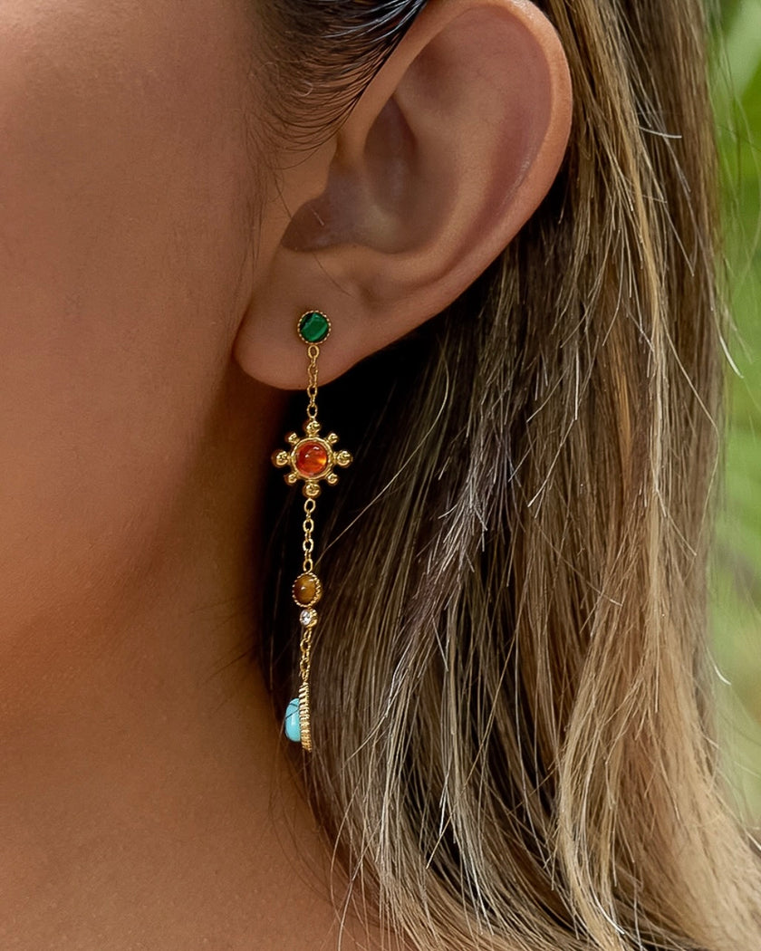 Boho Gemstone Drop Earrings