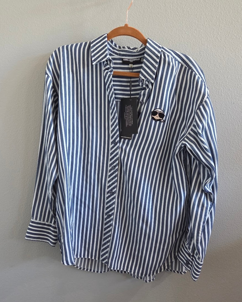 Karl Lagerfeld Paris Striped Button Up (STS CLOSET)