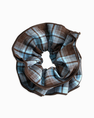 Mocha Plaid Ruffle Scrunchie