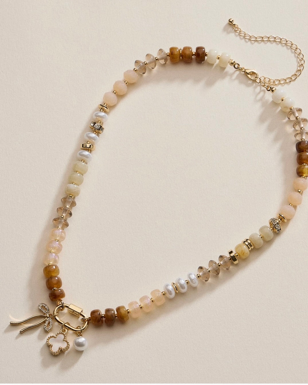 Beaded Brown Charm Necklace