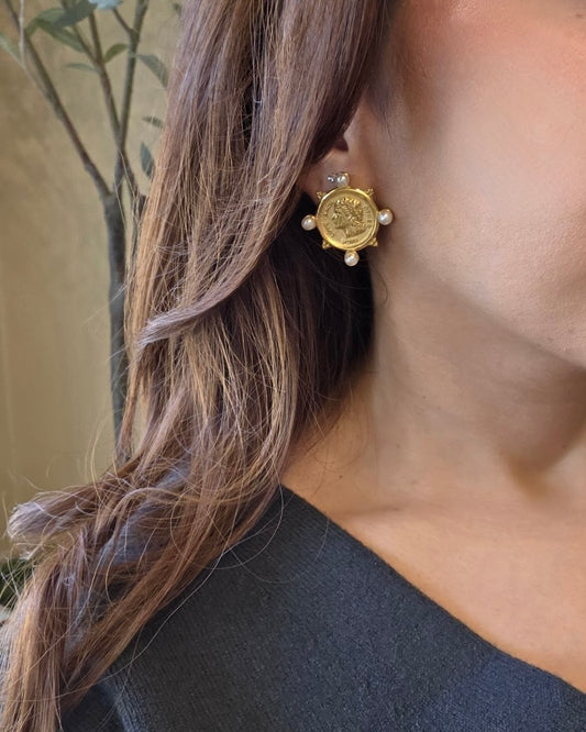 Mia Pearl Coin Earrings