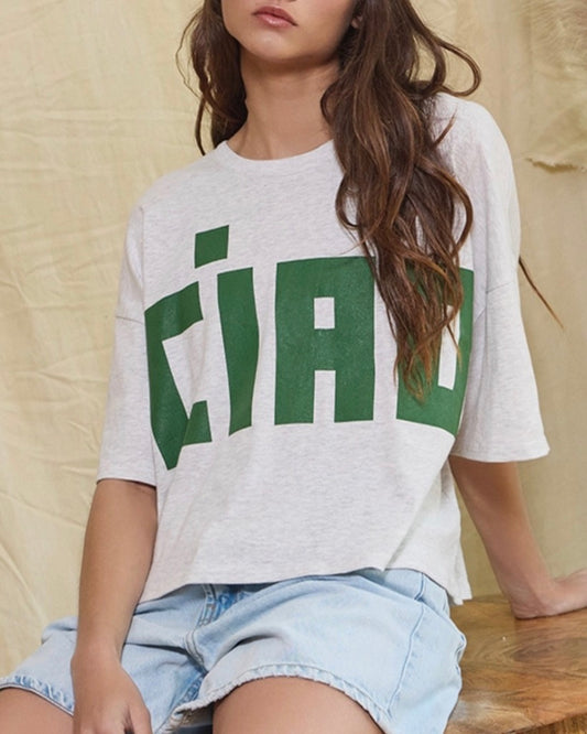 'CIAO' Graphic Jersey Boxy Top