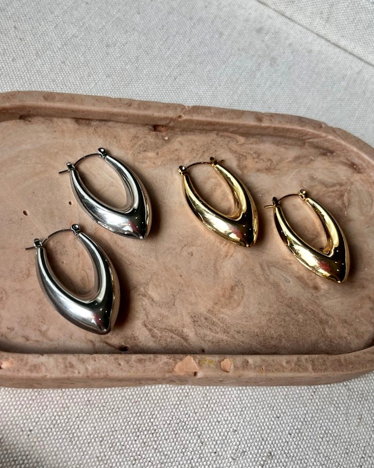 Oval Point Hoop Earrings