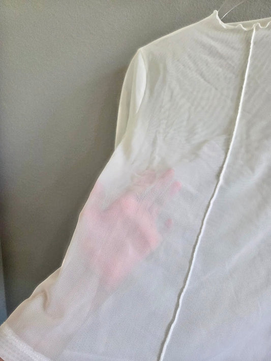 Zara White Mesh Top- L- (STS)