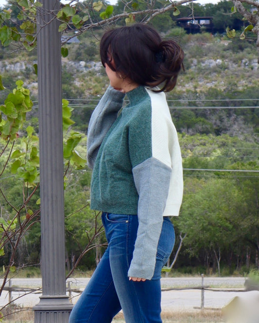 Shades of Green Color-Block Sweater