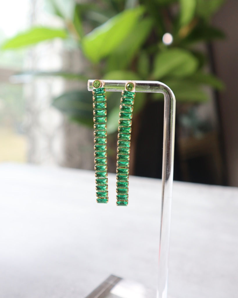 Cleo Emerald Long Earrings