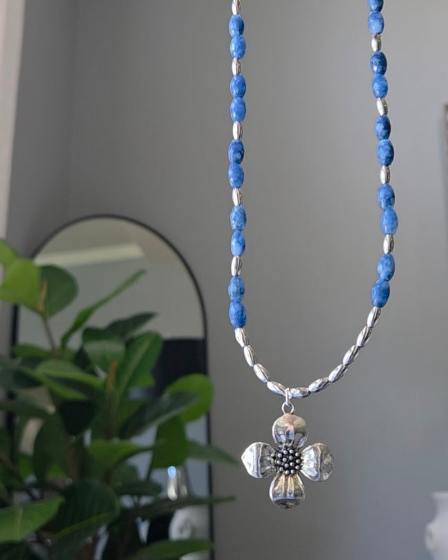 Silver Sea Holly Beaded Necklace