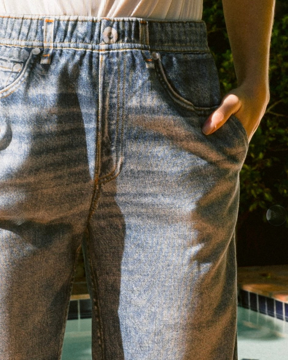 Jada Denim Print Straight Jogger