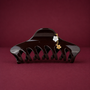 Burgundy Flower Charm Hair Claw Clip