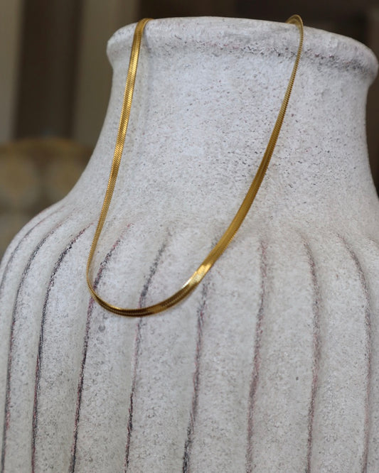 Our Signature Herringbone Snake Necklace-Gold