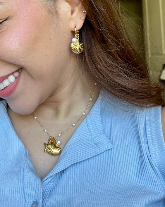 Seashell Pearl Earrings