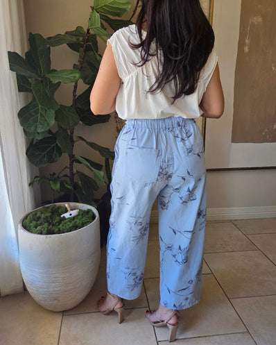 Izzie Printed Daisy Pants-Blue