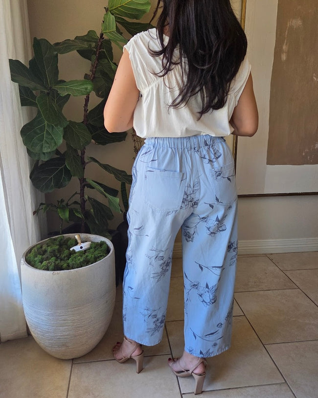 Izzie Printed Daisy Pants-Blue