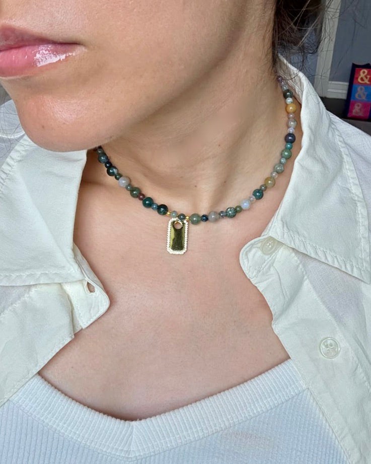 Dog Tag Beaded Necklace